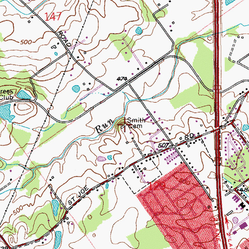 Topographic Map of Smith Cemetery, IN