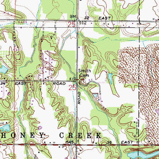 Topographic Map of Smith Cemetery, IN