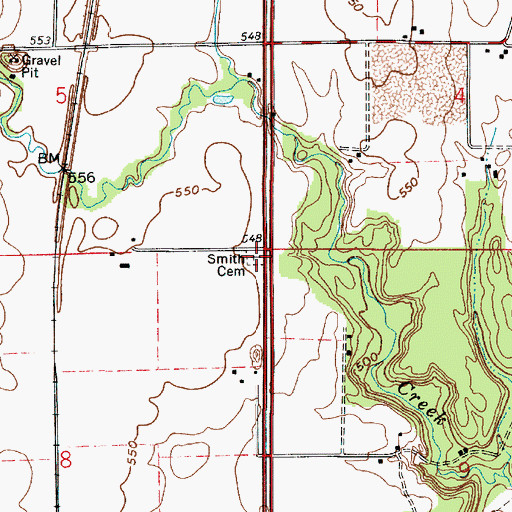 Topographic Map of Smith Cemetery, IN