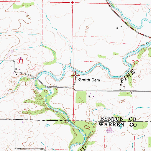Topographic Map of Smith Cemetery, IN