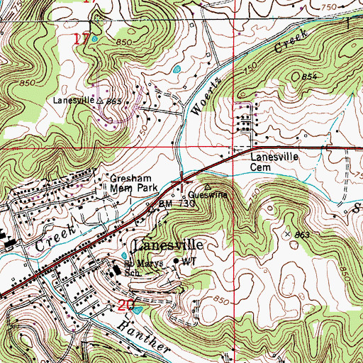 Topographic Map of Smith Creek, IN