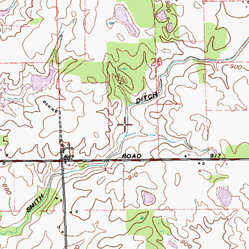 Topographic Map of Smith Ditch, IN