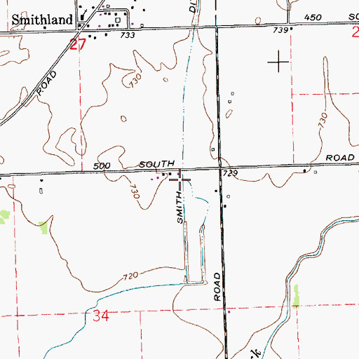 Topographic Map of Smith Ditch, IN