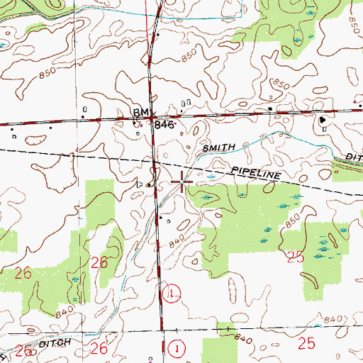 Topographic Map of Smith Ditch, IN