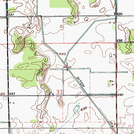 Topographic Map of Smith Ditch, IN