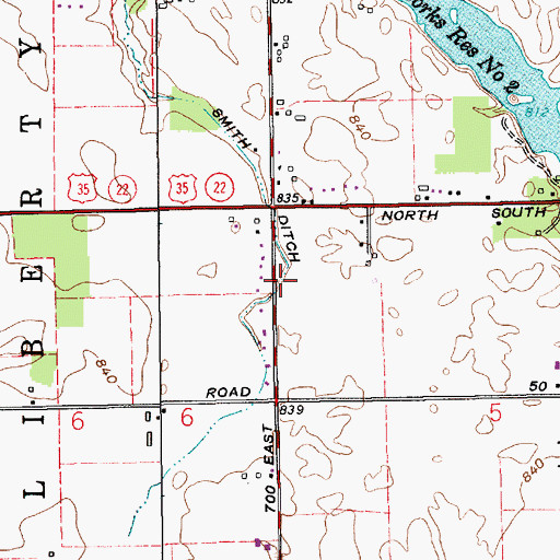 Topographic Map of Smith Ditch, IN
