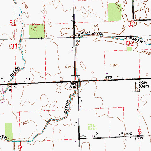 Topographic Map of Smith Ditch, IN