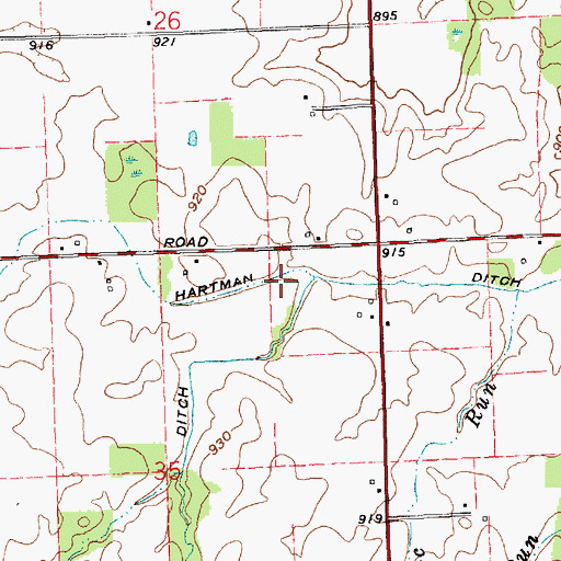 Topographic Map of Smith Hartman Ditch, IN