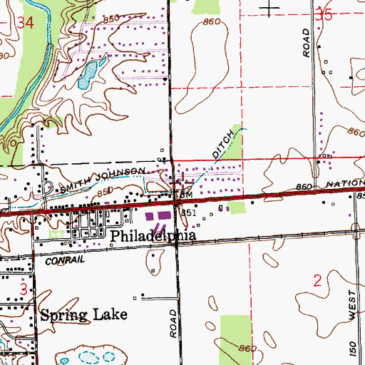 Topographic Map of Smith Johnson Ditch, IN