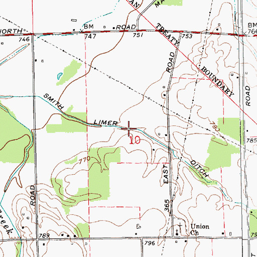 Topographic Map of Smith Limer Ditch, IN
