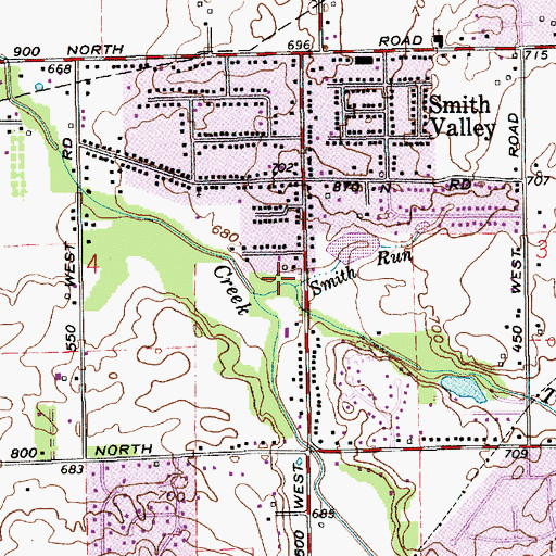 Topographic Map of Smith Run, IN