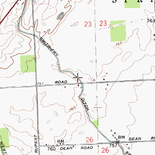 Topographic Map of Smith-Fry Ditch, IN