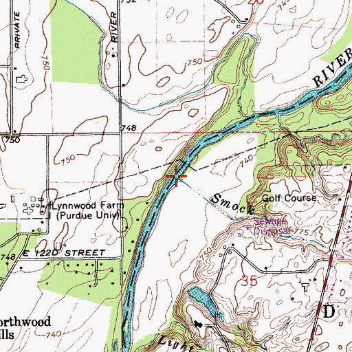 Topographic Map of Smock Creek, IN