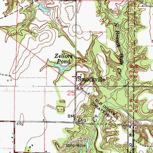Topographic Map of Smockville, IN