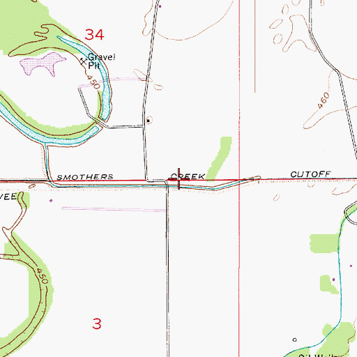 Topographic Map of Smothers Creek Cutoff, IN