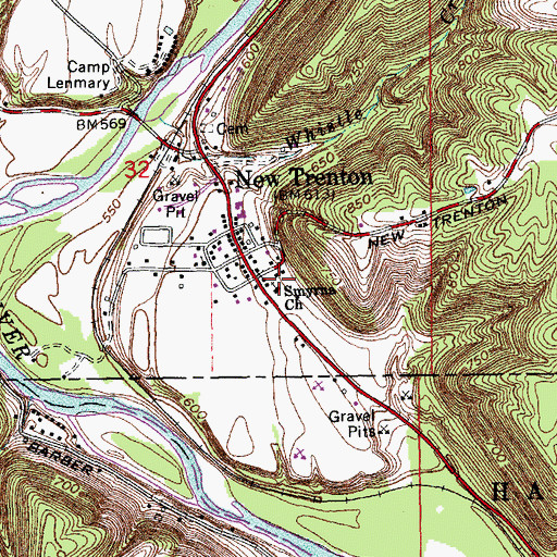 Topographic Map of Smyrna Church, IN