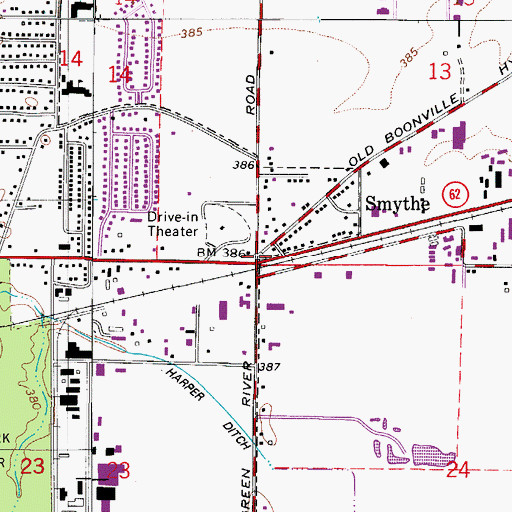 Topographic Map of Smythe, IN