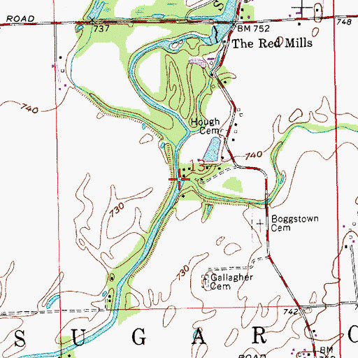 Topographic Map of Snail Creek, IN