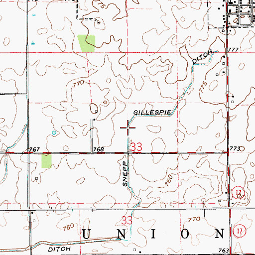Topographic Map of Sneep Gillespie Ditch, IN