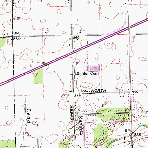 Topographic Map of Snider Cemetery, IN