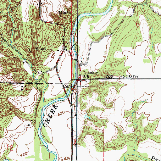 Topographic Map of Snoddy Church, IN