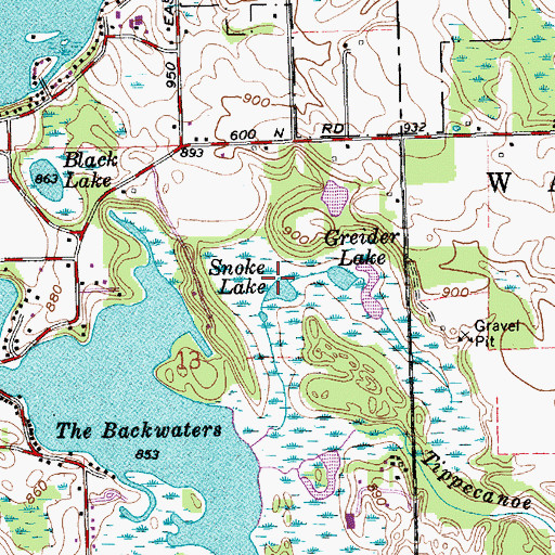 Topographic Map of Snoke Lake, IN