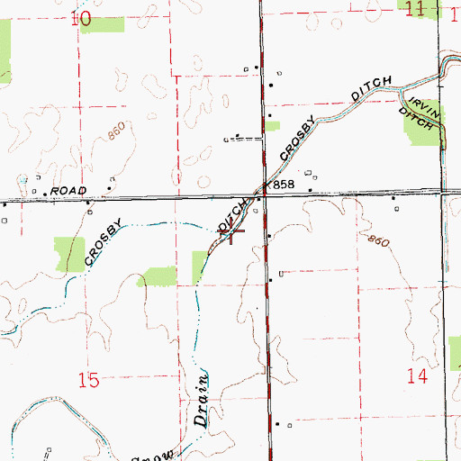 Topographic Map of Snow Drain, IN