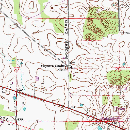 Topographic Map of Snyders Chapel, IN