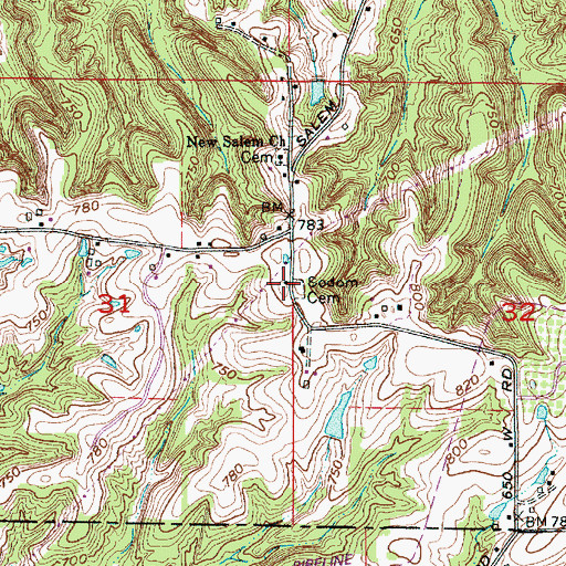 Topographic Map of Sodom Cemetery, IN
