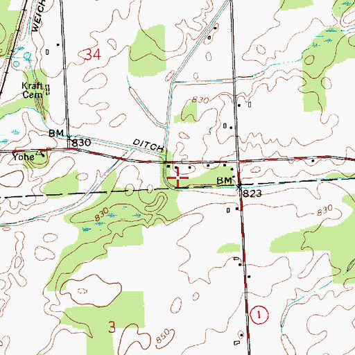 Topographic Map of Sol Shank Ditch, IN