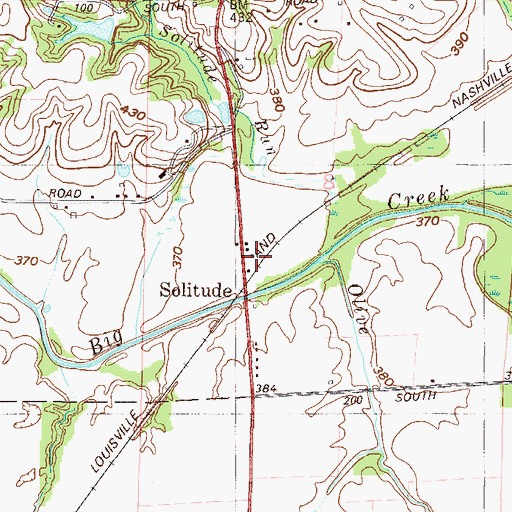 Topographic Map of Solitude, IN