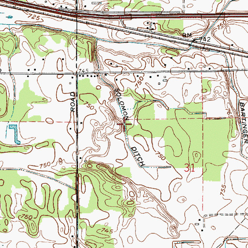 Topographic Map of Solomon Ditch, IN