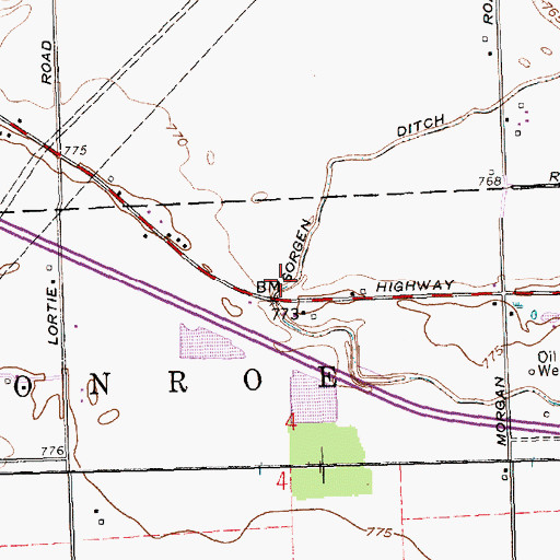 Topographic Map of Sorgen Ditch, IN