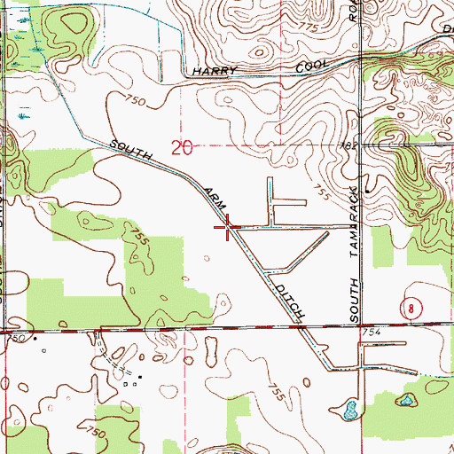 Topographic Map of South Arm Ditch, IN