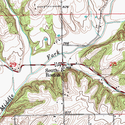 Topographic Map of South Boston, IN