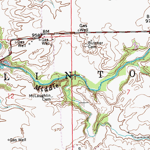 Topographic Map of South Branch Clifty Creek, IN