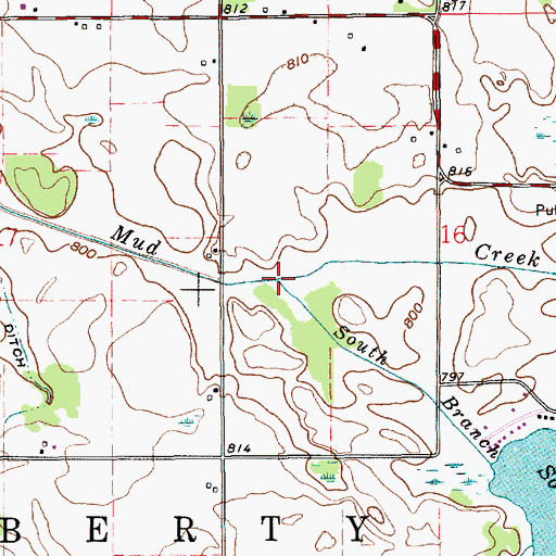 Topographic Map of South Branch Mud Creek, IN