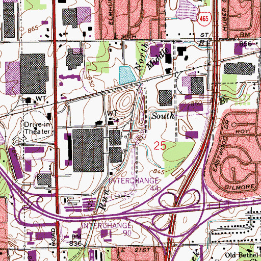 Topographic Map of South Branch Pleasant Run, IN