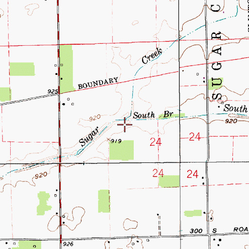 Topographic Map of South Branch Sugar Creek, IN