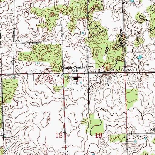 Topographic Map of South Central Junior and High School, IN