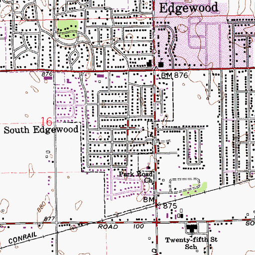 Topographic Map of South Edgewood, IN