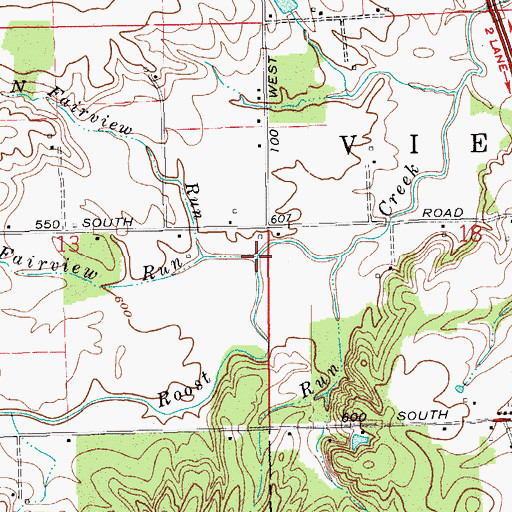 Topographic Map of South Fairview Run, IN