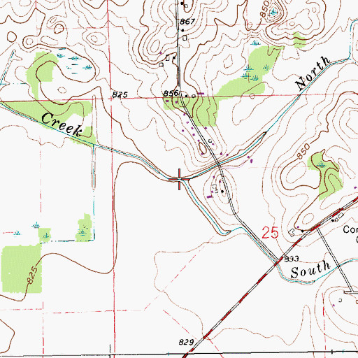 Topographic Map of South Fork Pine Creek, IN