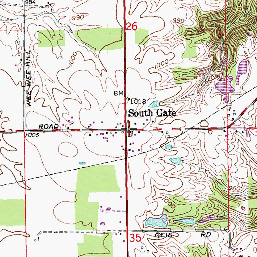 Topographic Map of South Gate, IN