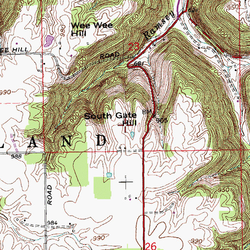 Topographic Map of South Gate Hill, IN