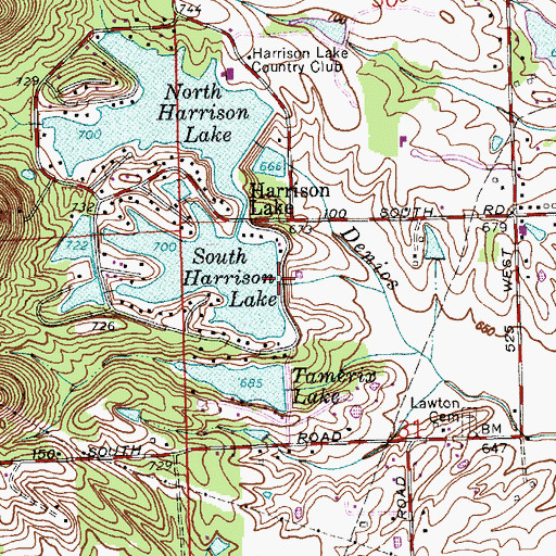 Topographic Map of South Harrison Lake, IN