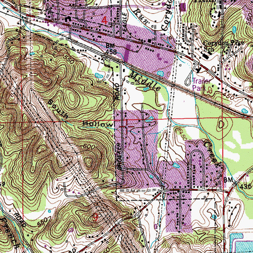 Topographic Map of South Hollow, IN