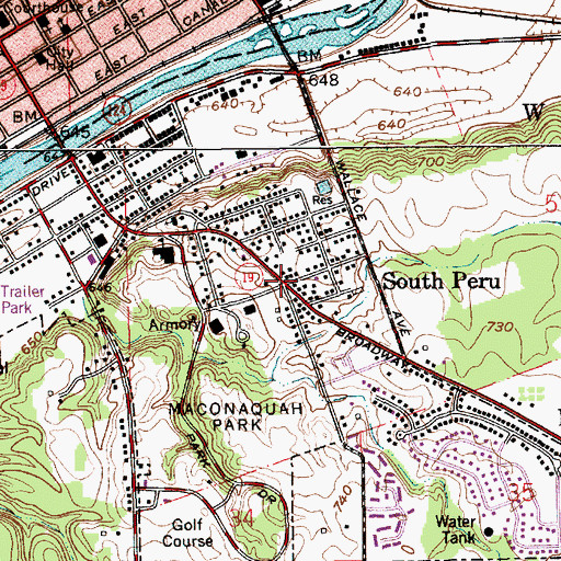 Topographic Map of South Peru, IN