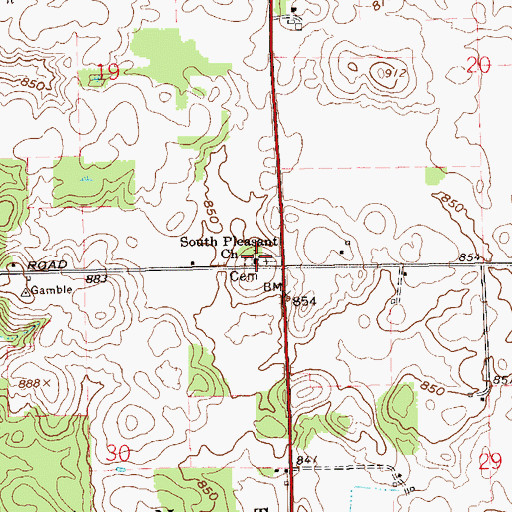 Topographic Map of South Pleasant Church, IN