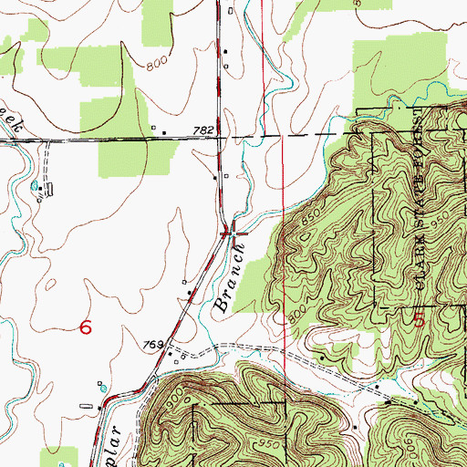 Topographic Map of South Poplar Branch, IN